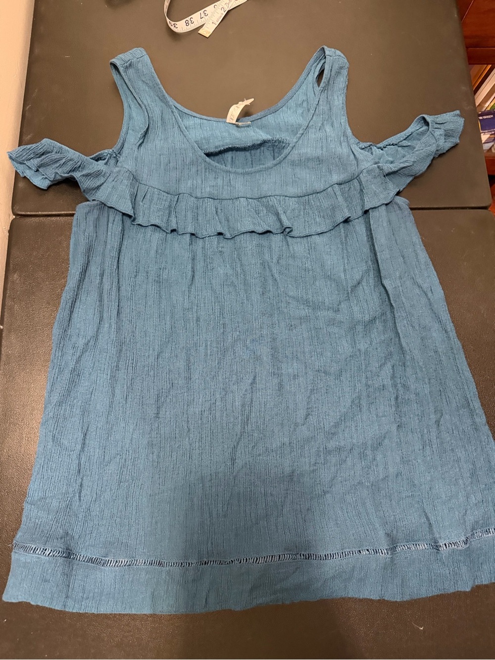Cold-Shoulder Ruffle Tank Top in Denim Blue - Picture 5 of 6